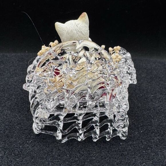 Clear Spun Glass Cat on Chair Figurine - Picture 4 of 6